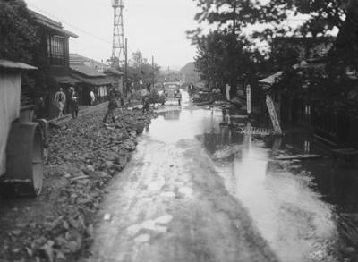昭和15年頃の内郷綴町と国道6号（整備中）
