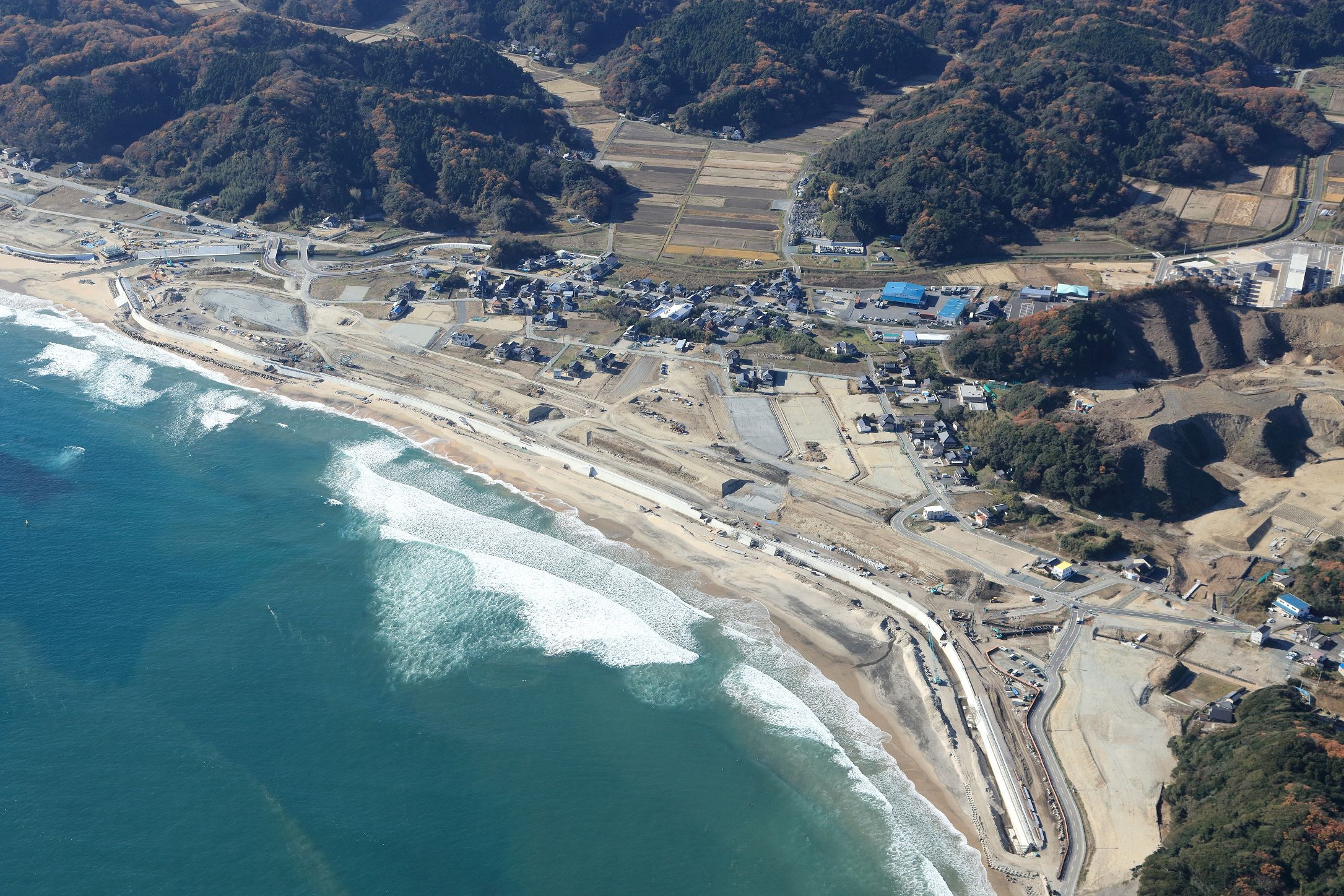 13 豊間震災復興土地区画整理事業がスタート(平成27年12月、いわき市撮影)