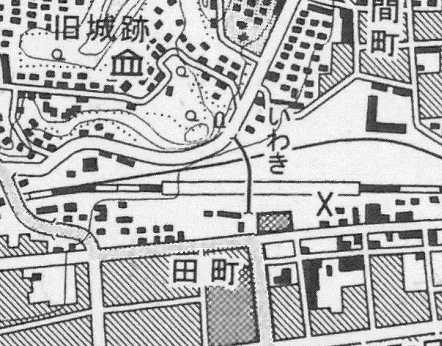 公園化とともに本丸中央部の御殿発掘調査で史跡をめざす　〔1.25,000地形図　平(平成19年更新)　国土地理院発行〕