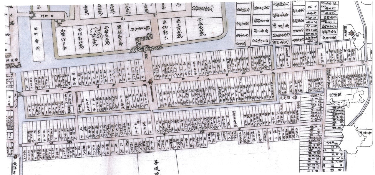  ■地図1 一町目～五町目　〔元和8(1622)年　「岩城平城内外一覧図」の一部〕